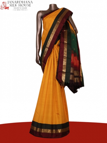 Pure Handloom Contrast Kanjeevaram Silk Saree